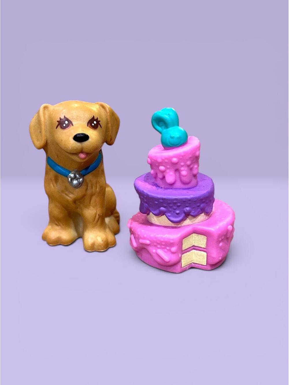 Littlest Pet Shop LPS Golden Retriever Puppy 1993 Kenner with Cake Accessory